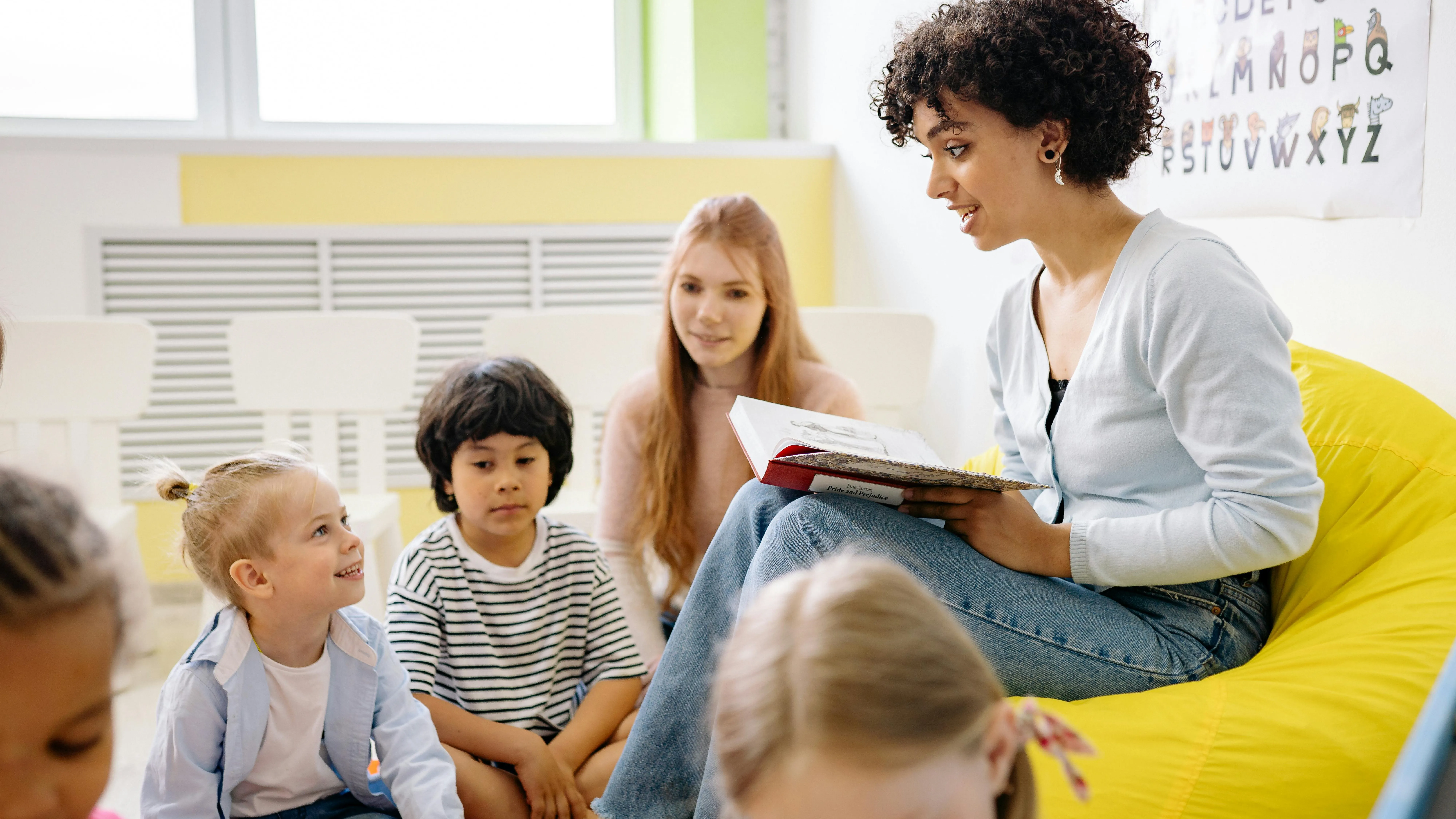Students learning in a classroom.